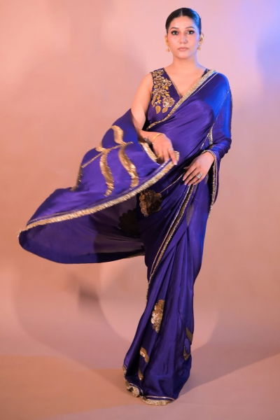 LAURET PURPLE SILK SATIN SAREE