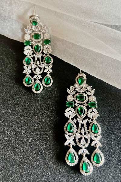 EMERALD LONG DROP EARRINGS