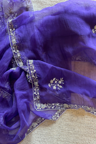 PURPLE- SILVER MEENAKSHI DUPATTA