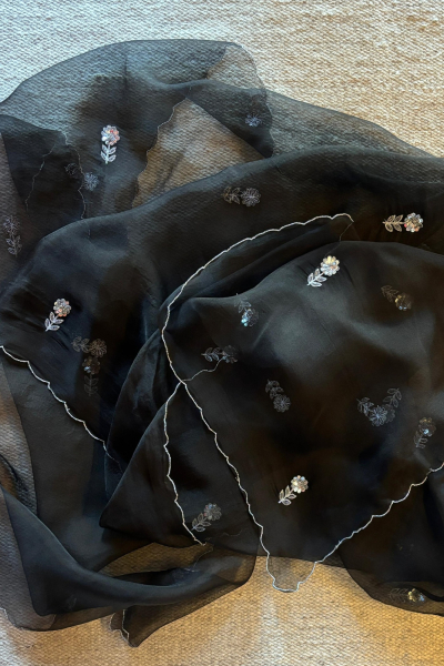 IRIS BLACK ORGANZA DUPATTA