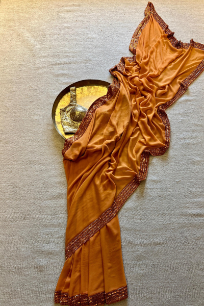 ORANGE ANAMIKA GEORGETTE SAREE