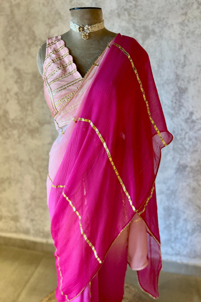 PINK MUlTICOLOUR DHARA CHIFFON SAREE
