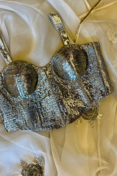 SILVER DISHA CORSET BLOUSE (SLEEVELESS)