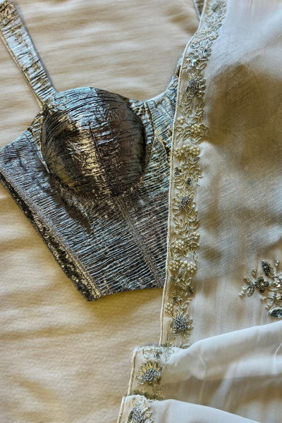 SILVER DISHA CORSET BLOUSE (SLEEVELESS)
