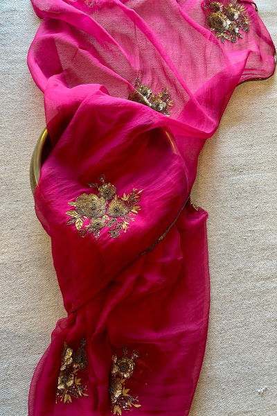 PINK GOLD PARO SAREE
