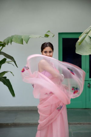 Pink Organza Saree Pink Organza Saree